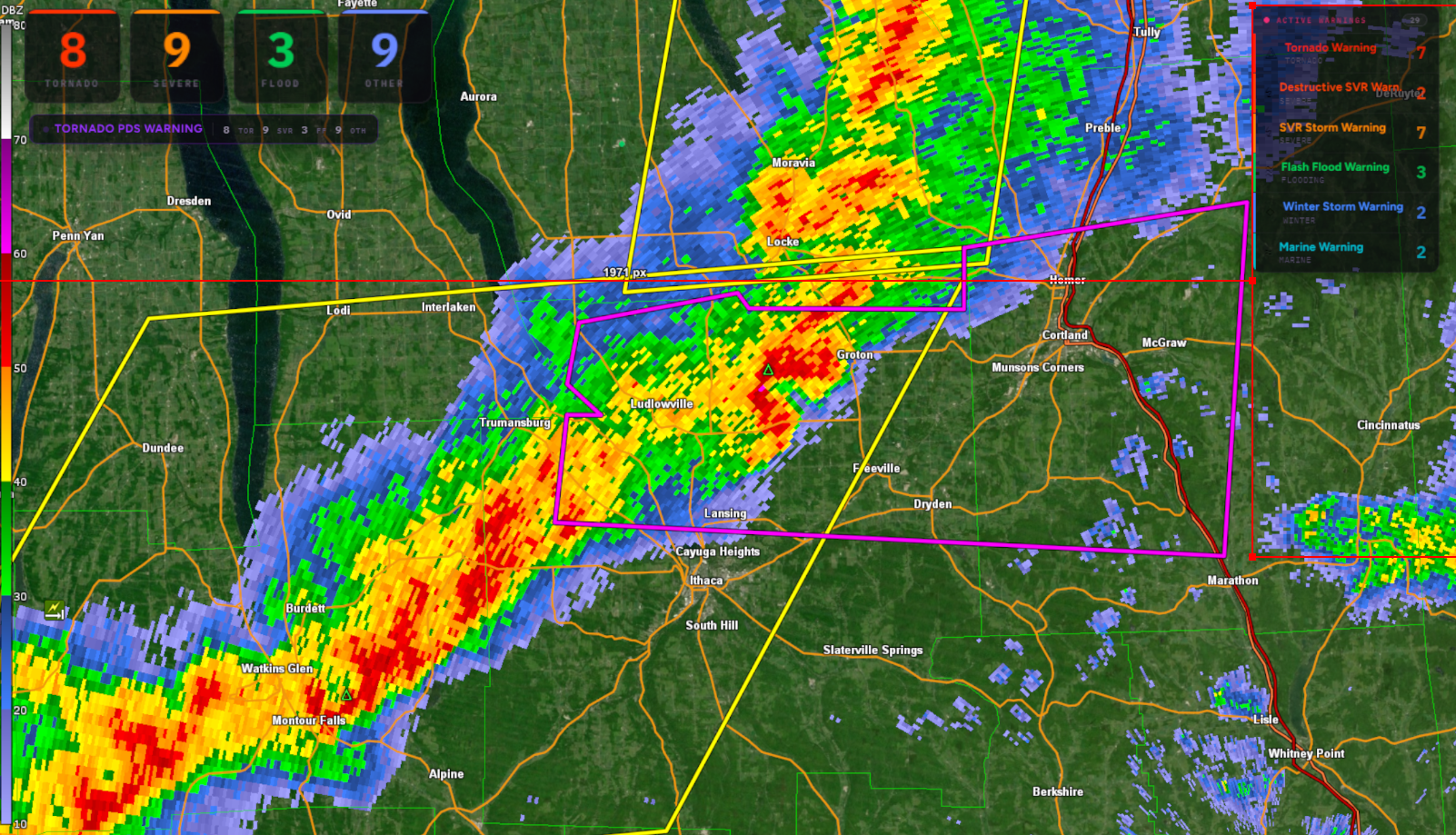 Stream elements over radar